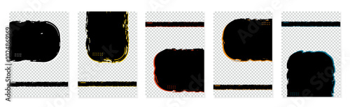 Black grunge posters, banners for notes, ad or announcement with place for photos. Vector illustration.