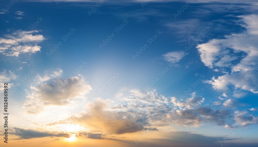 Fototapeta premium panorama blue sky and clouds with sunset natural background