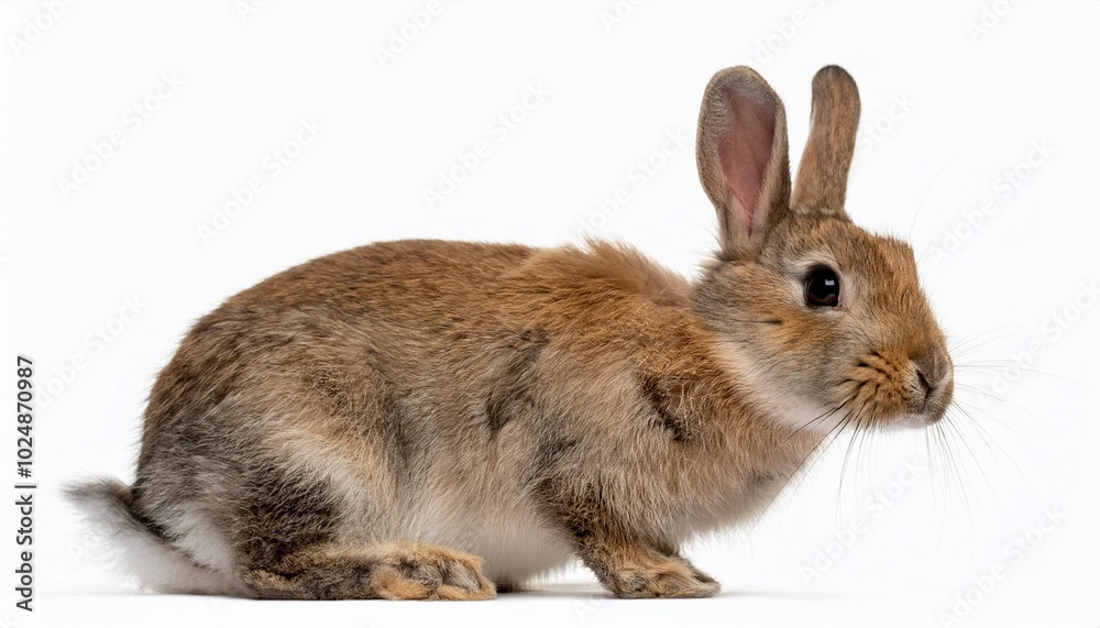Fototapeta premium rabbit 4 months old sitting against white background