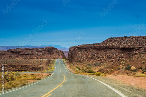 Winding road into Monument Valley of Arizona, USA