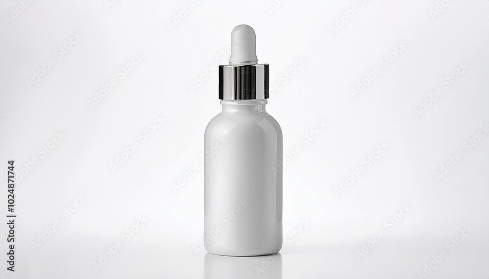 white serum bottle placed on a white background