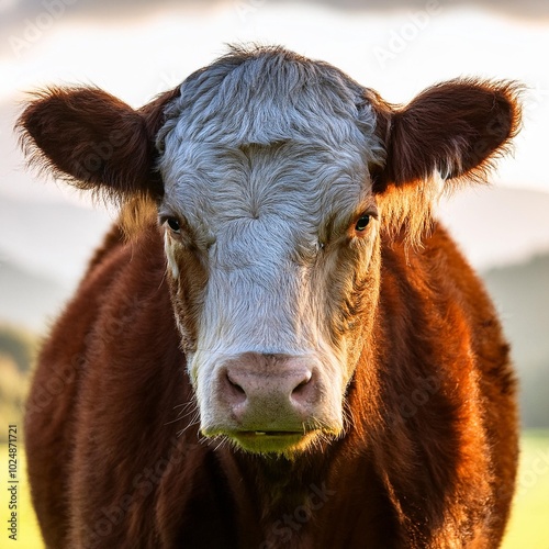close up of hereford beef cow in new zealand