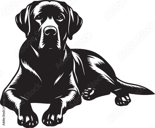 labrador retriever dog silhouette vector design, isolated on a white background.