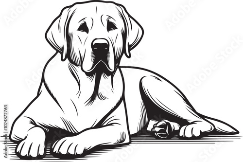 labrador retriever dog silhouette vector design, isolated on a white background.