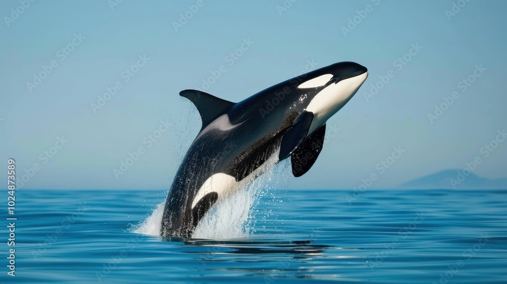 Fototapeta premium Killer Whale Leaping From The Ocean