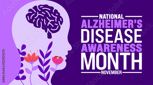 National Alzheimer's Disease Awareness Month background or banner design template is observed every year in November. Holiday concept. Template for card, poster, placard, template.