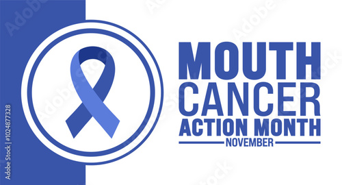 Mouth Cancer Action Month background or banner design template is observed every year in November. Holiday concept. Template for card, poster, placard, template.