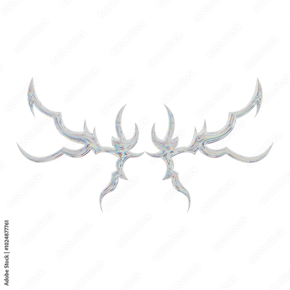 3D abstract neo tribal shape. Aesthetic y2k cyber gothic style. 3D render 3D abstract neo tribal shape. Aesthetic y2k cyber gothic style. 3D render