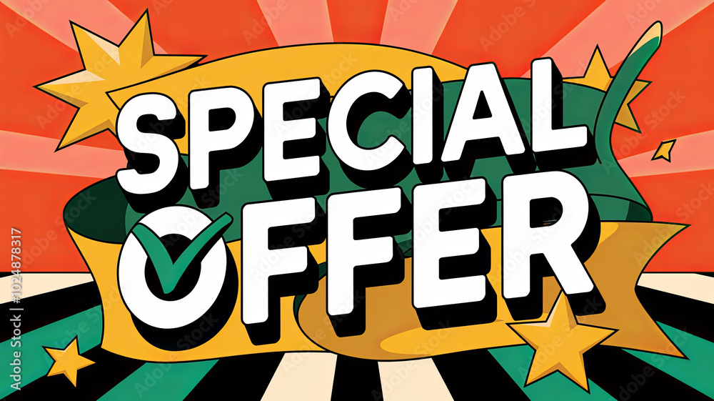 A vibrant retro-style announcement with Special Offer in bold white lettering.
