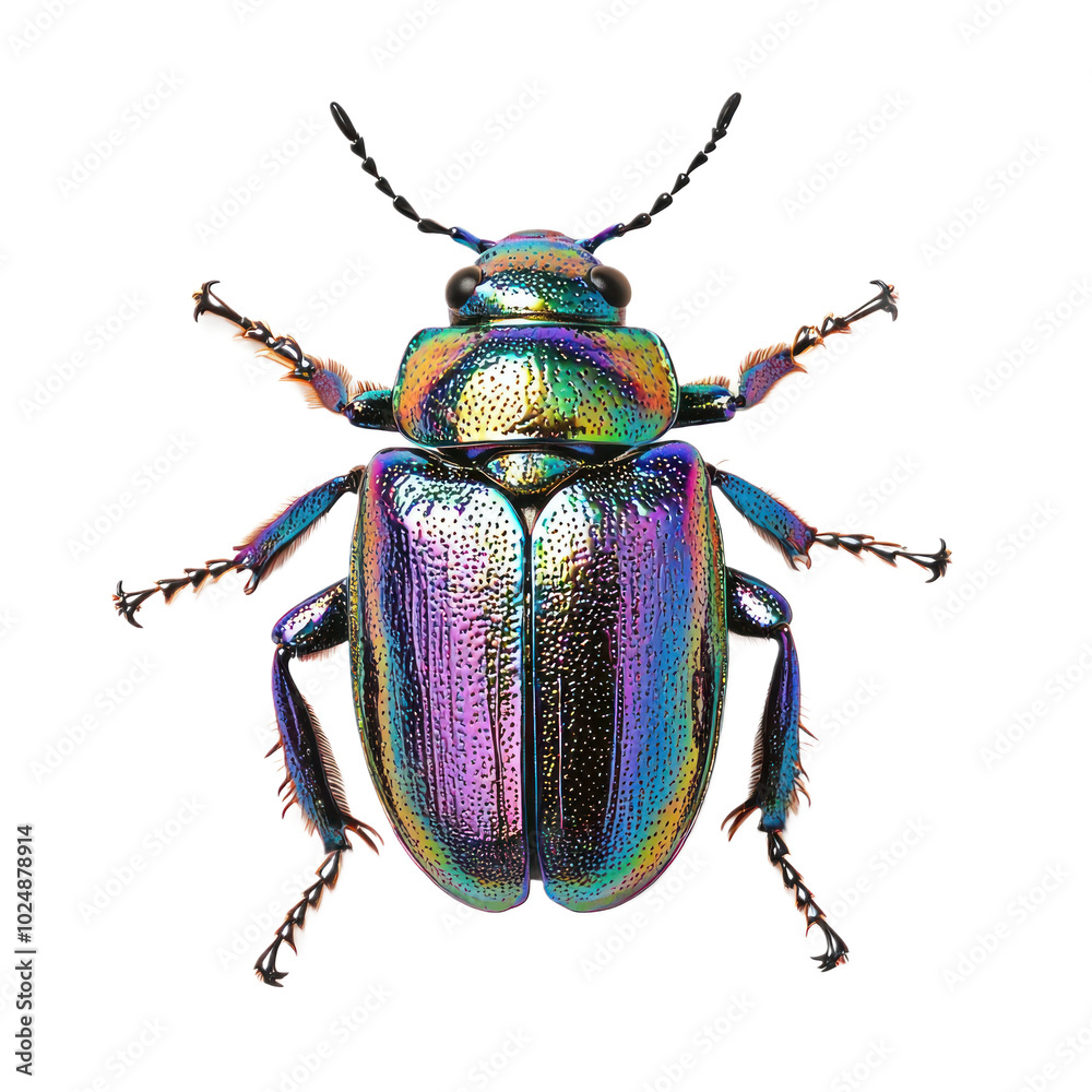 Detailed view of a beetle with shiny, iridescent armor and intricate patterns. isolated on transparency background Detailed view of a beetle with shiny, iridescent armor and intricate patterns. isolated on transparency background