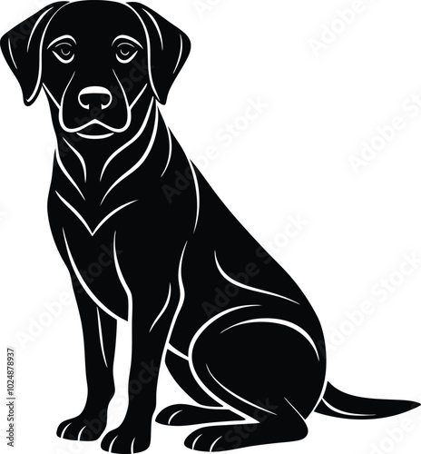 labrador retriever dog silhouette vector design, isolated on a white background.