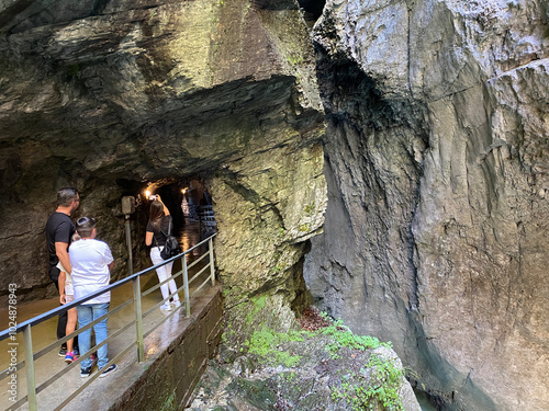 The Aare River Canyon or Aare Gorge in the Haslital Alpine Valley and in the Bernese Highlands - Meiringen, Switzerland (Aareschlucht im Haslital und im Berner Oberland - Schweiz) photo