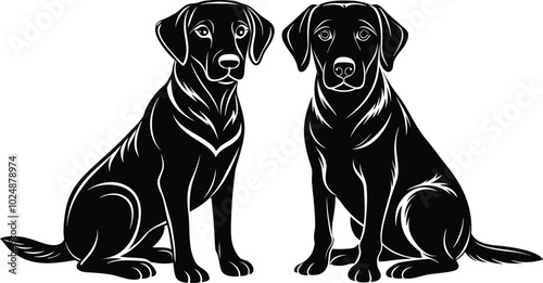 labrador retriever dog silhouette vector design, isolated on a white background.