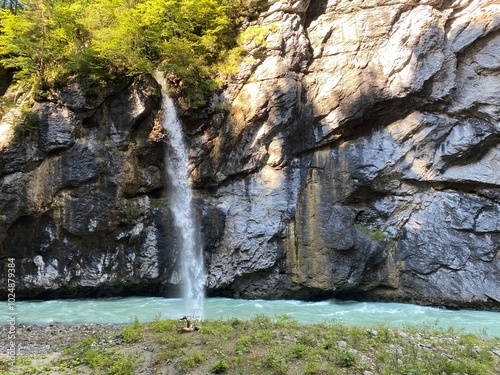 The Aare River Canyon or Aare Gorge in the Haslital Alpine Valley and in the Bernese Highlands - Meiringen, Switzerland (Aareschlucht im Haslital und im Berner Oberland - Schweiz) photo