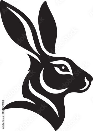 Hare head silhouette black vector