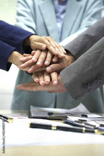 Group of business people discussing work and agreeing to work together. Business people discussing projects in office using laptops. Business people shaking hands in conference room. Video.