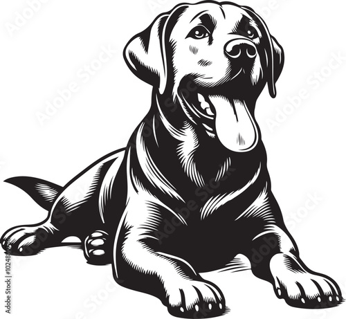 labrador retriever dog silhouette vector design, isolated on a white background.