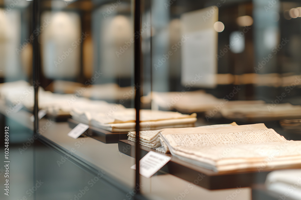 Museum Display of Ancient Papyrus Documents Under Protective Glass | Preserving Historical Treasures for Education Museum Display of Ancient Papyrus Documents Under Protective Glass | Preserving Historical Treasures for Education