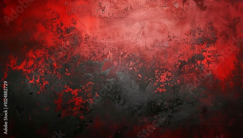 Abstract red and black background with dark gradient, smudged rough, grainy texture, dark gradient, smoky atmosphere, grunge background.
