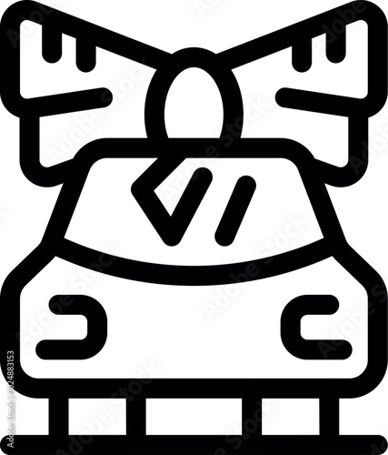 Car present icon in outline style depicting giving vehicle as gift
