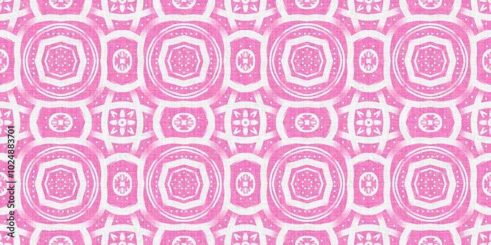 A vibrant pink and white geometric pattern featuring symmetrical shapes and floral accents, perfect for use in backgrounds, wallpapers, and textile designs.
A vibrant pink and white geometric pattern featuring symmetrical shapes and floral accents, perfect for use in backgrounds, wallpapers, and textile designs.