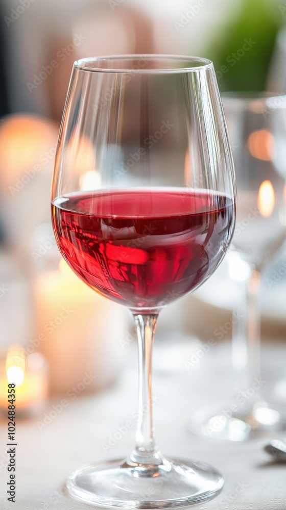 A glass of red wine elegantly sits on a table, surrounded by soft candlelight, AI A glass of red wine elegantly sits on a table, surrounded by soft candlelight, AI