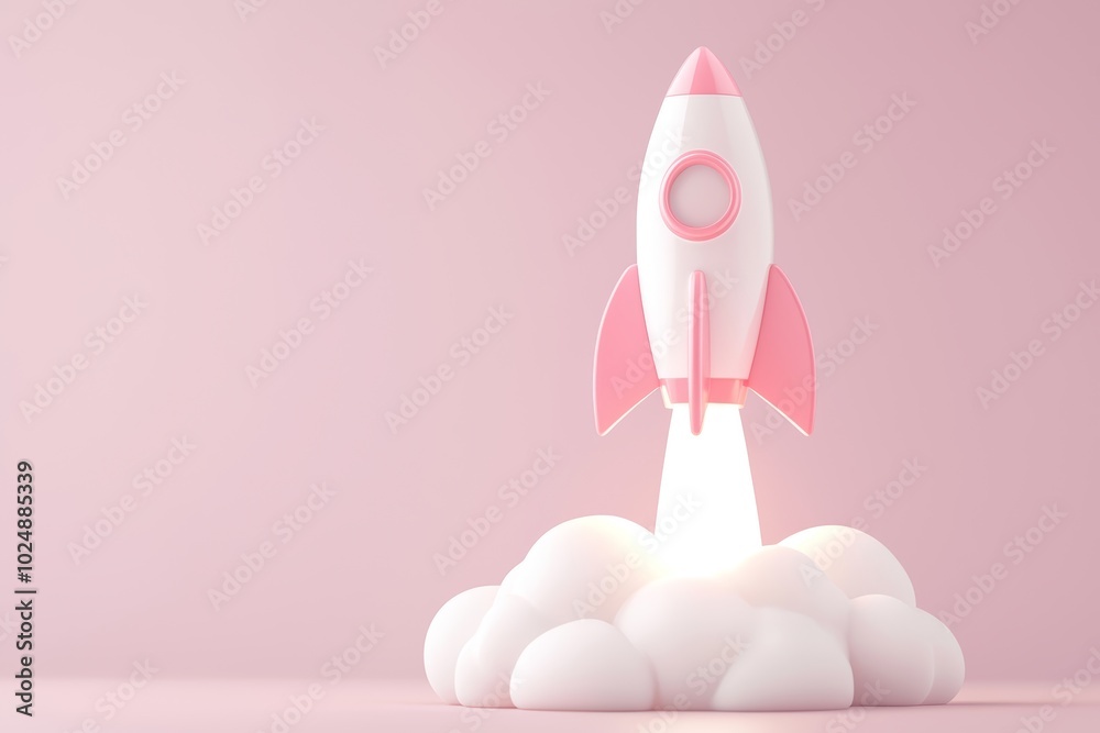 SEO letters with rocket launch, minimal pastel background, 3D illustration SEO letters with rocket launch, minimal pastel background, 3D illustration