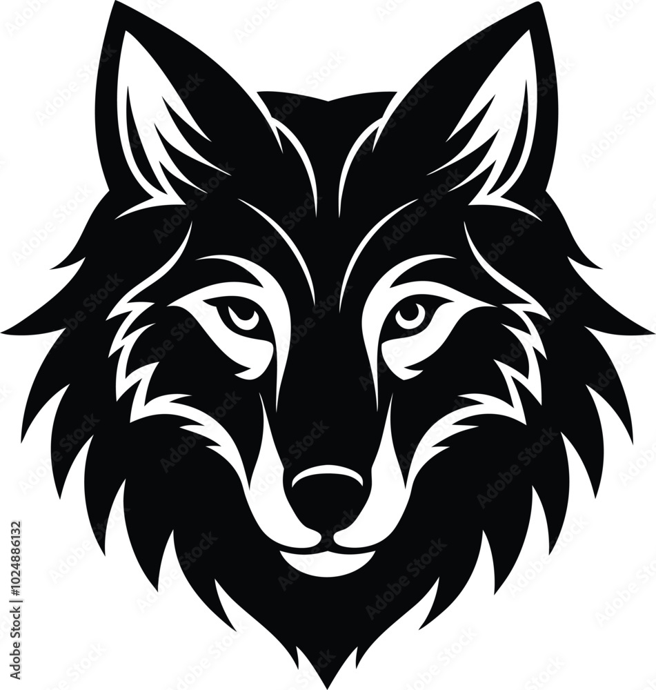 Fototapeta premium Wolf Head Silhouette Vector and Bold Animal Illustration Design