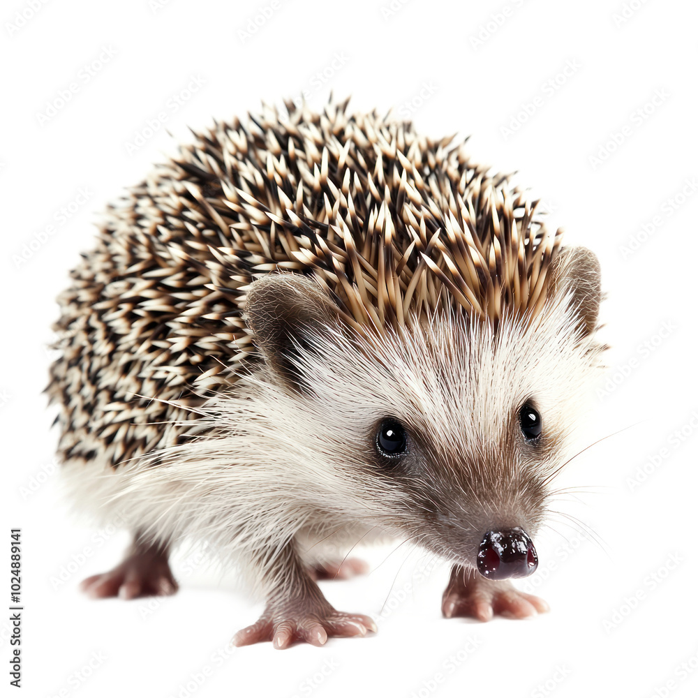 Hedgehog foraging for food with its small paws and distinctive quills. isolated on transparency background Hedgehog foraging for food with its small paws and distinctive quills. isolated on transparency background