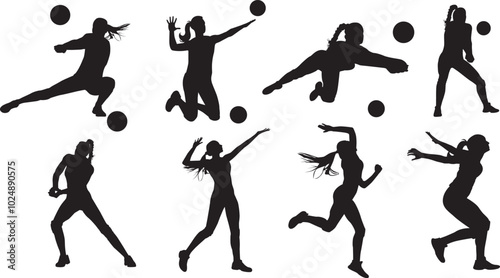 Female Volleyball Player, Sport Girl Silhouette, Volleyball Clipart