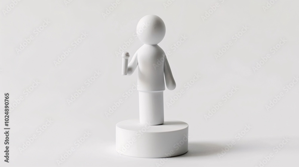 Minimalist White Figure on Podium