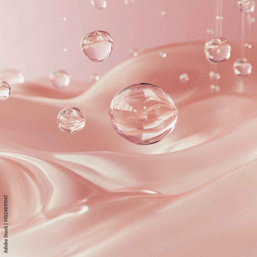 Elegant 3D Liquid Bubbles and Gel Illustration for Pure Skincare - Dermatological Beauty Concept Elegant 3D Liquid Bubbles and Gel Illustration for Pure Skincare - Dermatological Beauty Concept