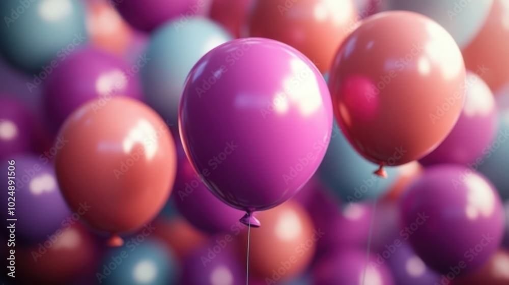 Colorful balloons in various shades create a festive atmosphere. Colorful balloons in various shades create a festive atmosphere.