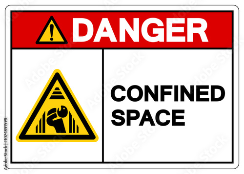 Danger Confined Space Symbol Sign ,Vector Illustration, Isolate On White Background Label. EPS10