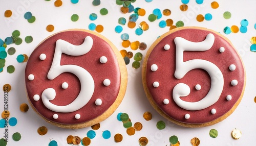 Decorated cookie, number 55, image for birthday or anniversary celebration photo