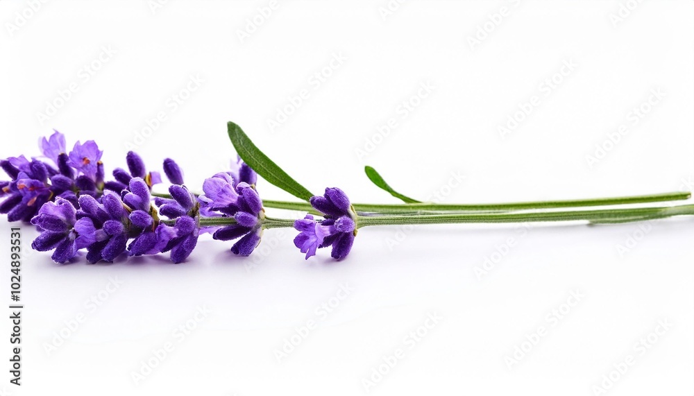 Naklejka premium lavender isolated on white background beautiful purple flowers green stem