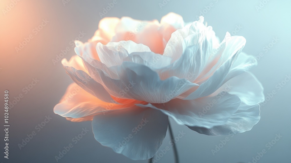 Elegant flower with a soft glow, standing in centre on a pale backdrop Elegant flower with a soft glow, standing in centre on a pale backdrop