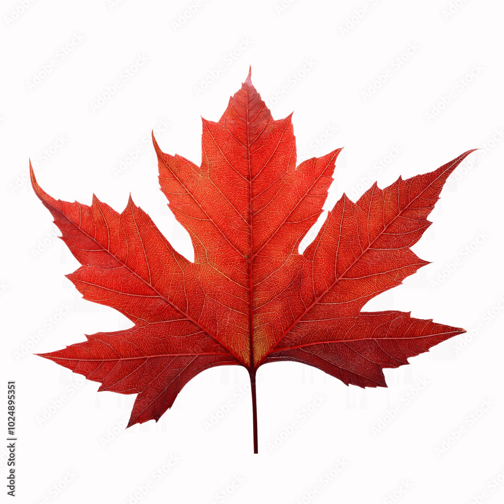 Fototapeta premium Red sugar maple leaf leaves plant nature foliage stalk green tree transparent background cutout