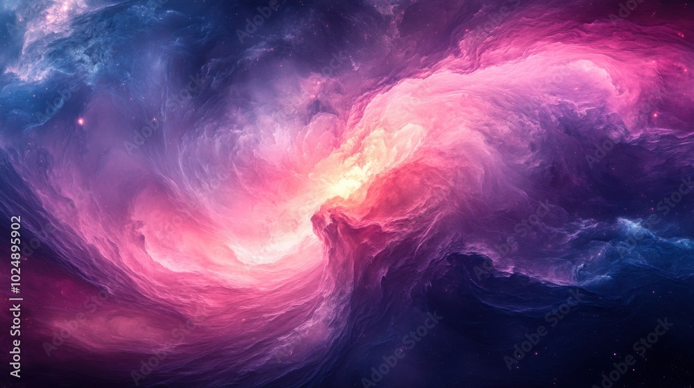 Fototapeta premium Purple and blue swirly background with stars and a black background