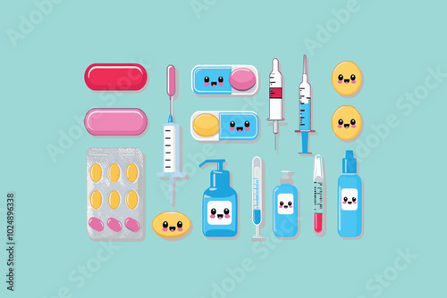 Medicine items vector illustration concept in flat style 