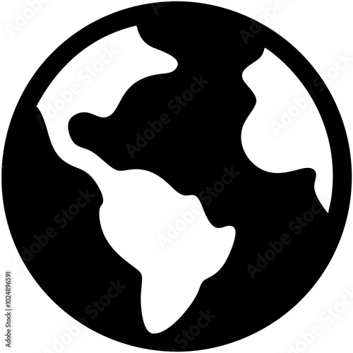  Black and White Earth Globe Vector for Geography and Environment Themes