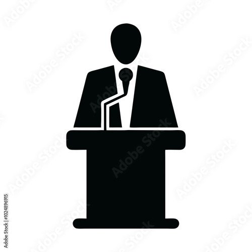  Illustrated Speaker at Podium Silhouette for Public Speaking Events