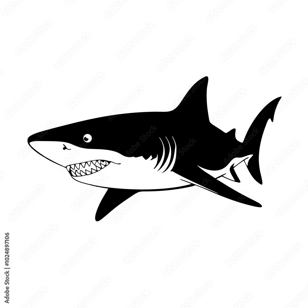 Fototapeta premium Fierce Shark Vector Illustration for Marine and Wildlife Themed Designs