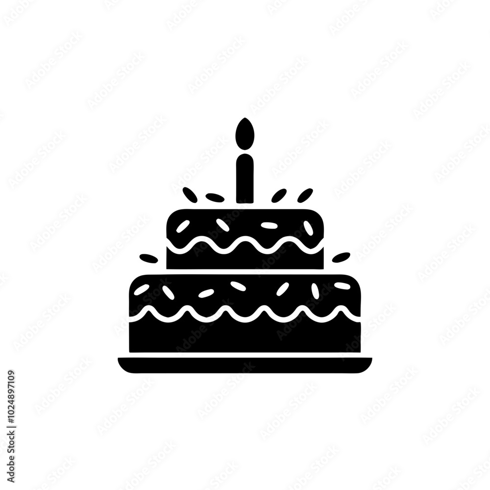 Vector of Birthday Cake with Candle for Celebration and Party Themes Vector of Birthday Cake with Candle for Celebration and Party Themes