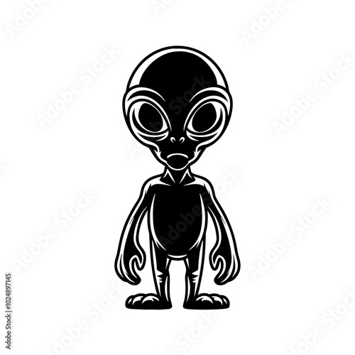  Alien Silhouette Vector Artwork Sci-Fi Extraterrestrial Figure for Illustrations