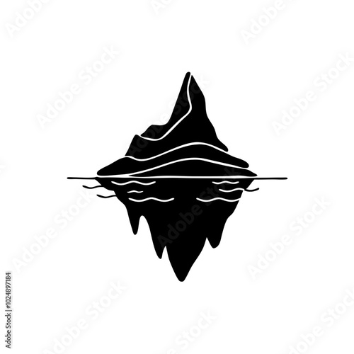  Minimalist Black Iceberg Illustration Symbolizing Hidden Depths