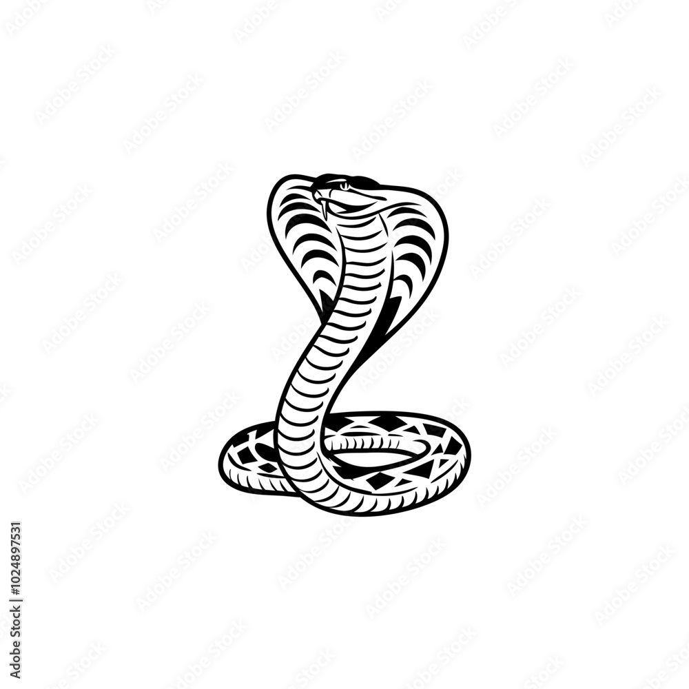 Fototapeta premium Elegant Tribal Cobra Illustration Vector Design for Tattoos and Logos