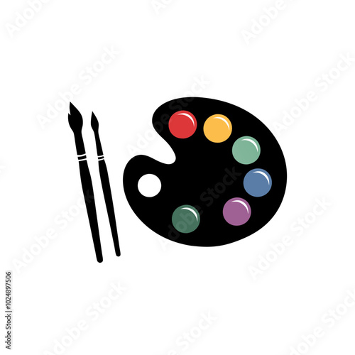  Colorful Artist Palette and Paintbrushes Vector Illustration for Creative Design