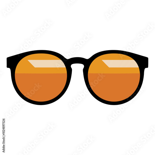  Vintage Round Sunglasses with Retro Orange Tint Vector Illustration