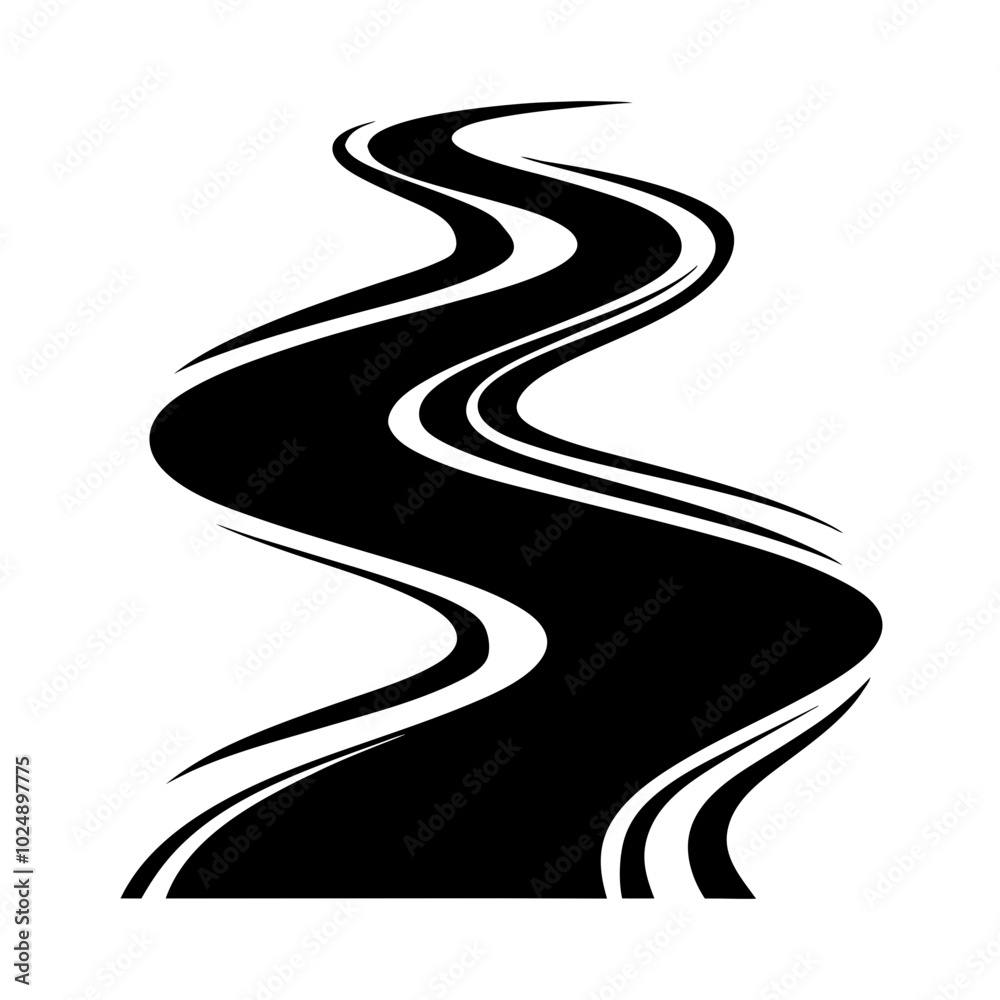 Abstract Black Wavy Road Vector Art for Graphic Design and Backgrounds Abstract Black Wavy Road Vector Art for Graphic Design and Backgrounds